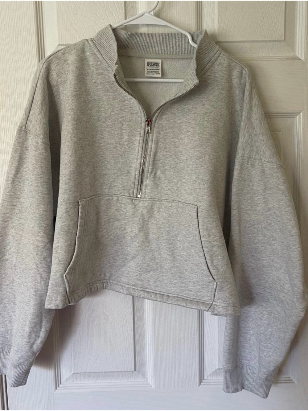 PINK Victoria's Secret Light Gray Half-Zip Pullover